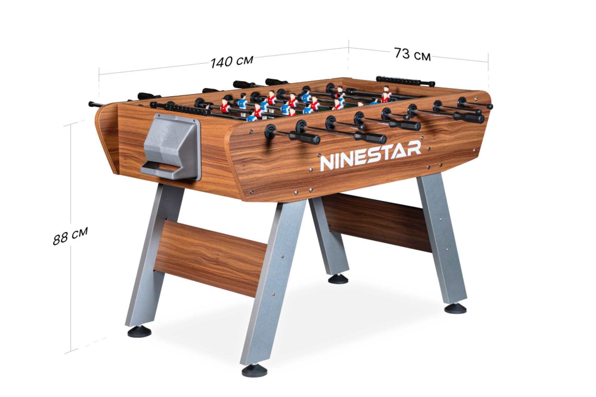 Игровой стол - футбол "PlayOff" (140х73х88см) коричнево-серый