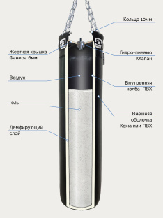 Мешок боксерский гелевый AEROGEL TOTALBOX кожа 35/150/80 кг коричневый